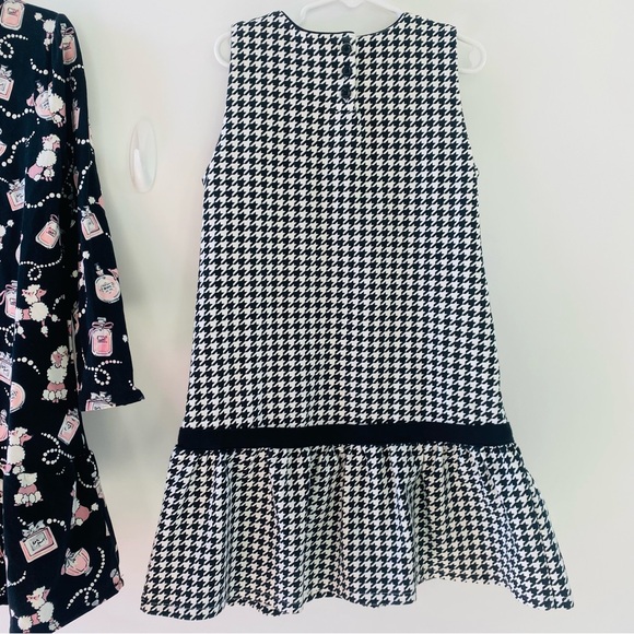 EUC Set of TWO Dresses: kids size 7 black, white, pink, chic, plaid, toddler - Picture 5 of 7